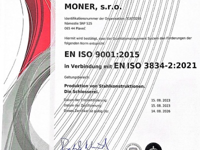 Certifikáty Moner s.r.o. 